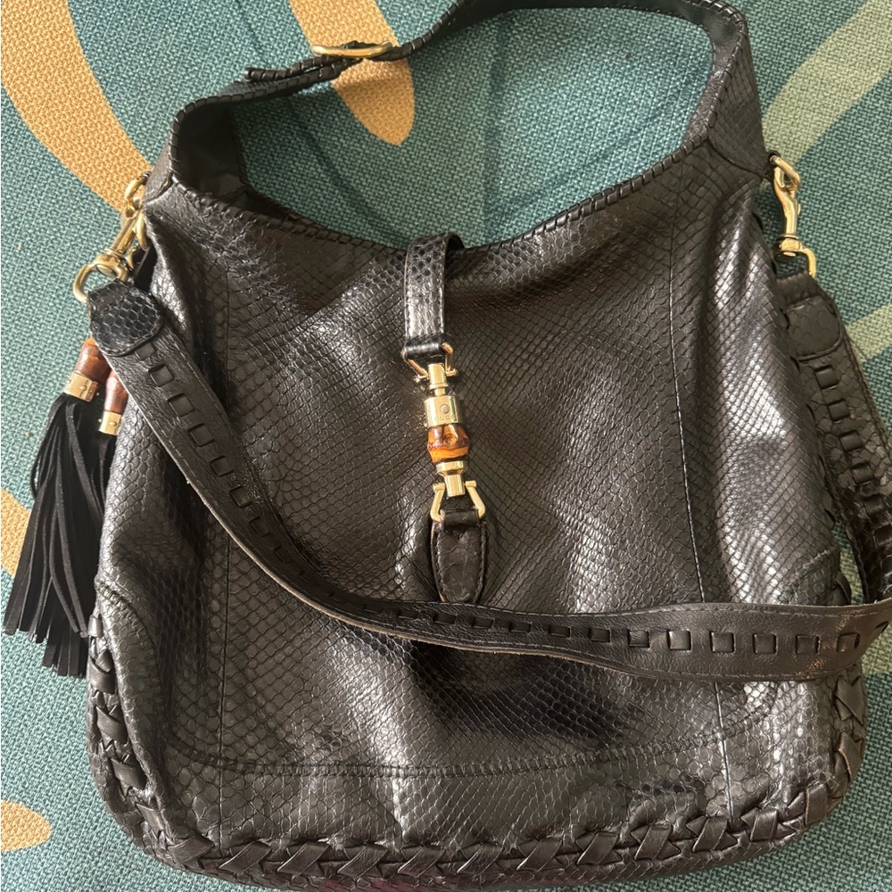 Gucci black python new Jackie bag,Inside the bag Need to be change(marks&ripped